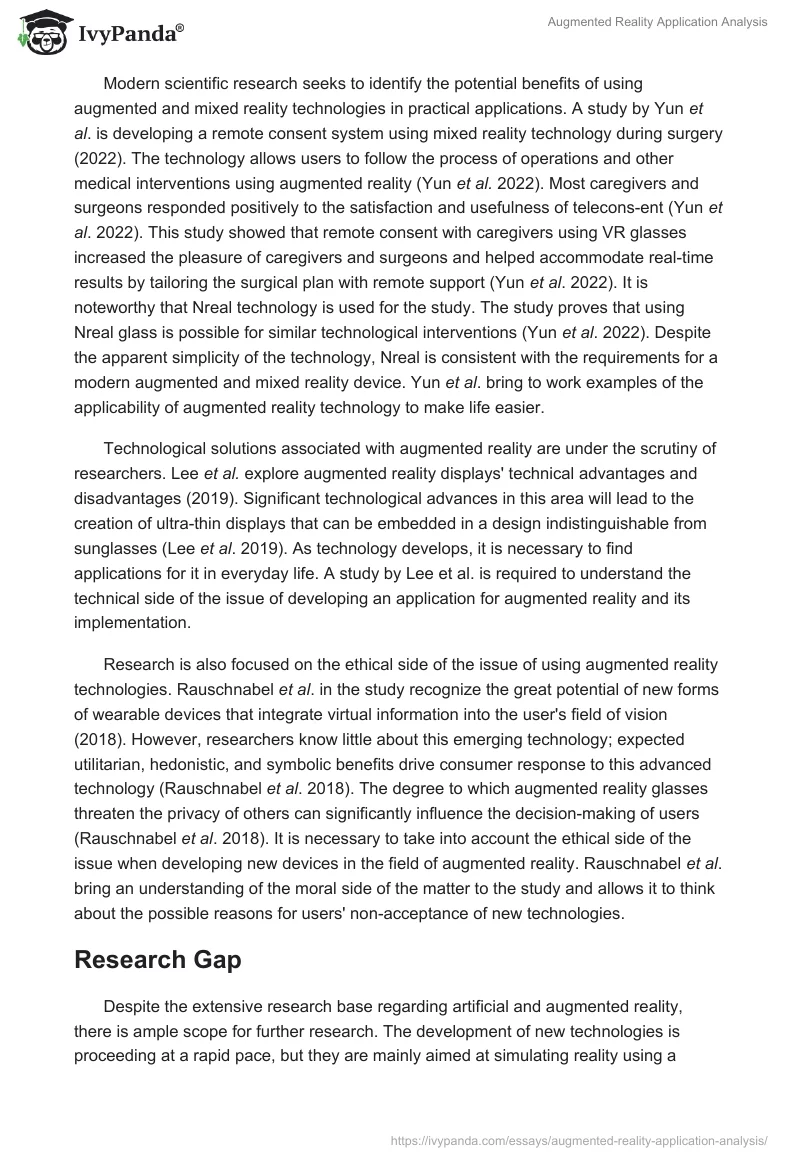 Augmented Reality Application Analysis. Page 4