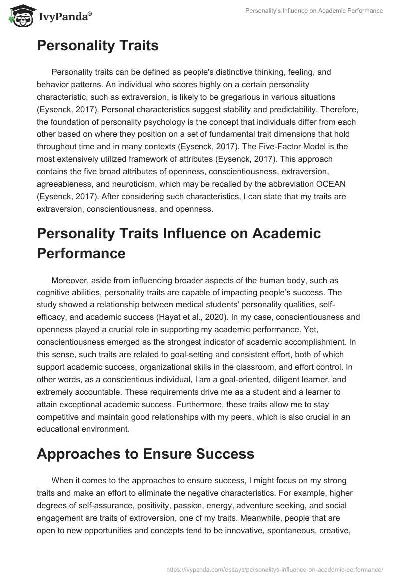 Personality’s Influence on Academic Performance. Page 2