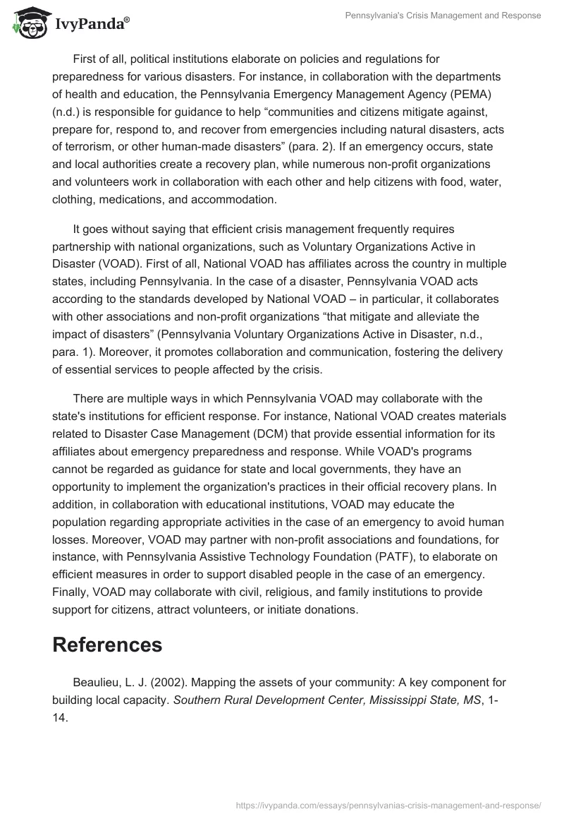 Pennsylvania's Crisis Management and Response. Page 3