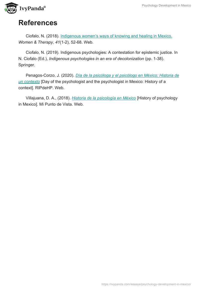 Psychology Development in Mexico. Page 4