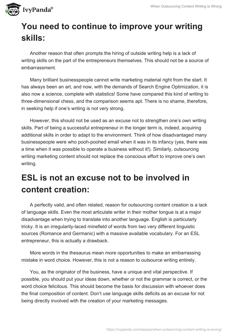 When Outsourcing Content Writing Is Wrong. Page 2