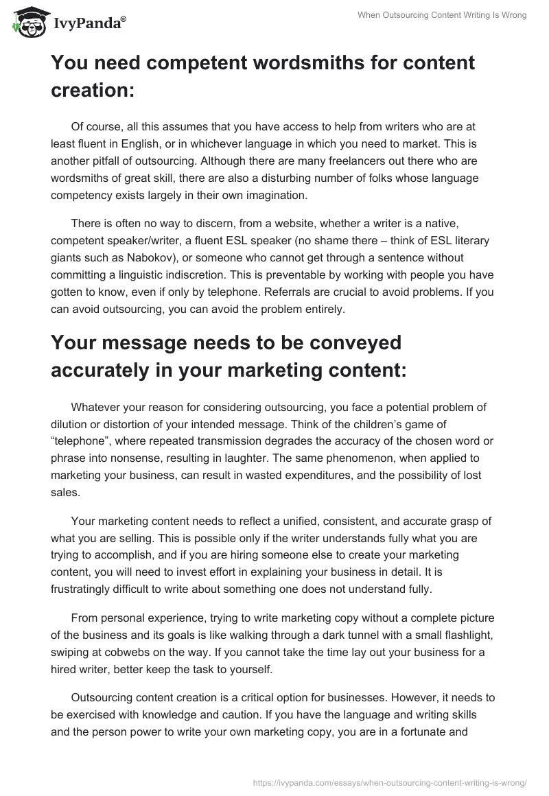 When Outsourcing Content Writing Is Wrong. Page 3