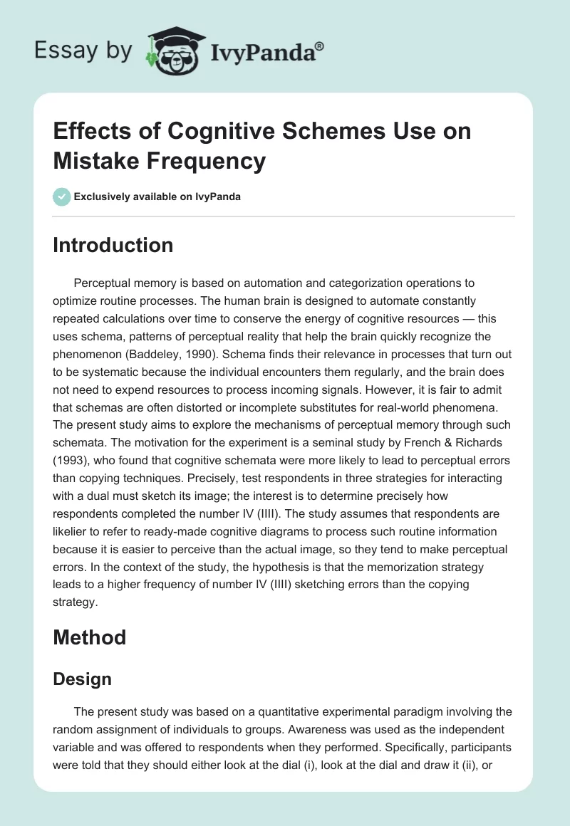 Effects of Cognitive Schemes Use on Mistake Frequency. Page 1