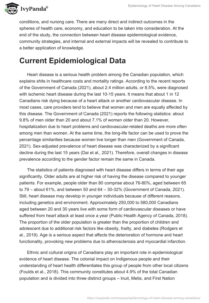 Epidemiology of Heart Disease Among Canadians. Page 2
