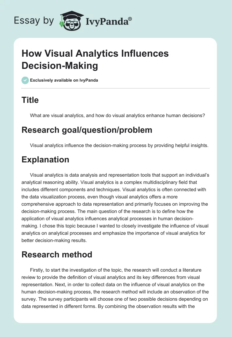 How Visual Analytics Influences Decision-Making. Page 1