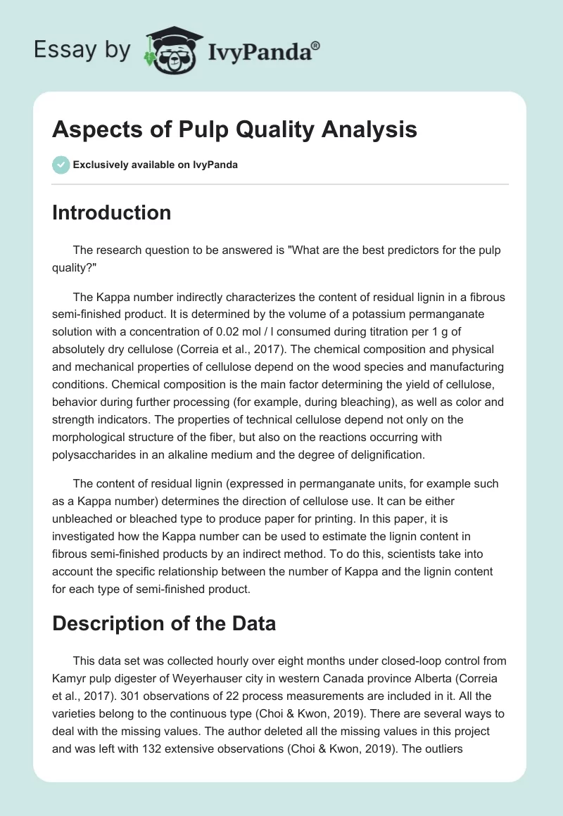 Aspects of Pulp Quality Analysis. Page 1