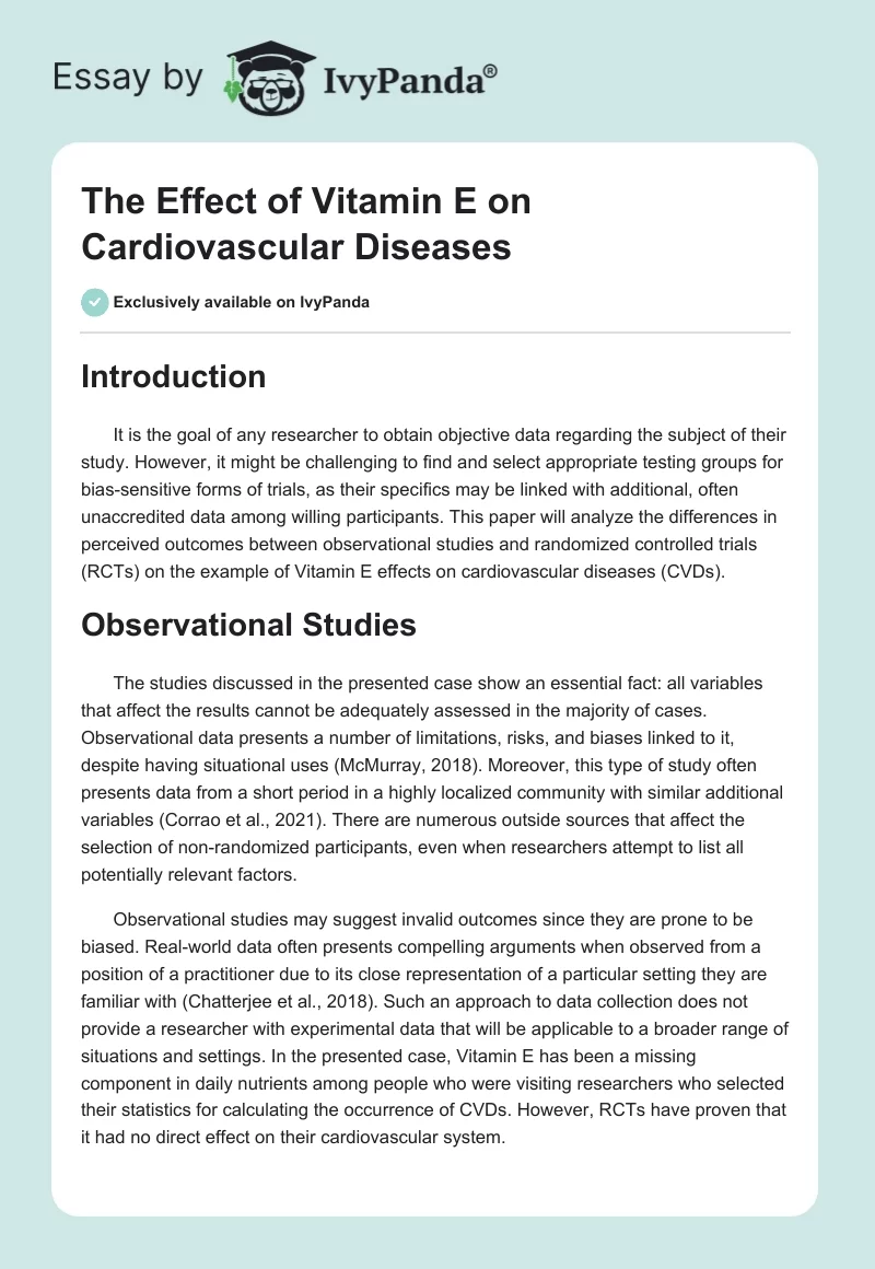 The Effect of Vitamin E on Cardiovascular Diseases. Page 1