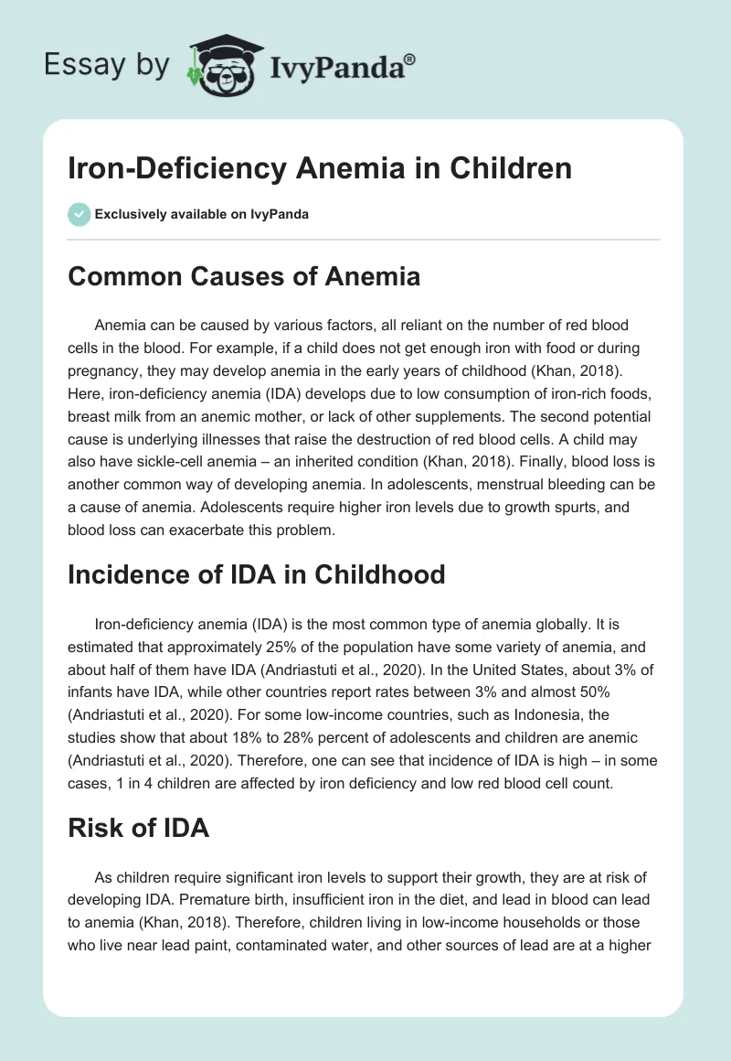 Iron-Deficiency Anemia in Children. Page 1