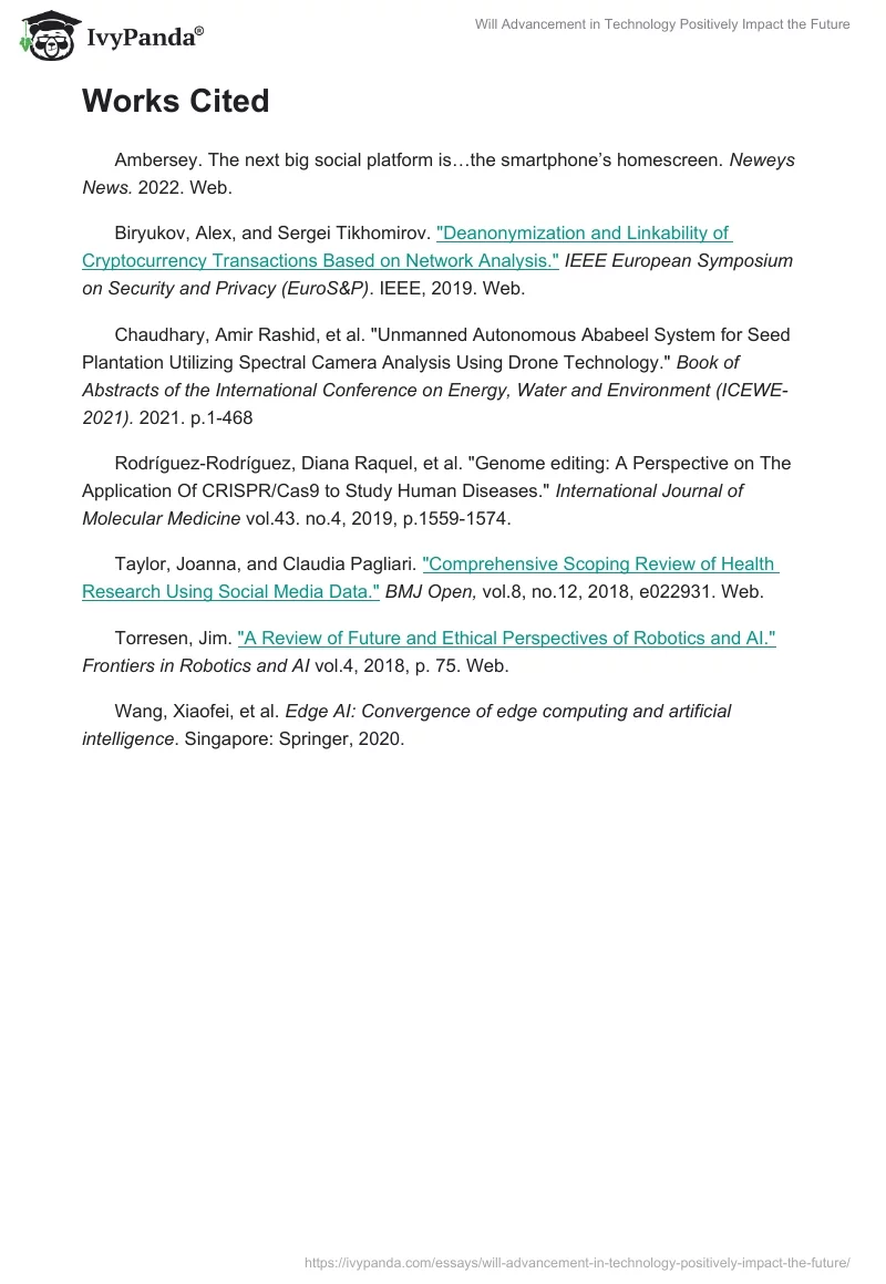 Will Advancement in Technology Positively Impact the Future. Page 5
