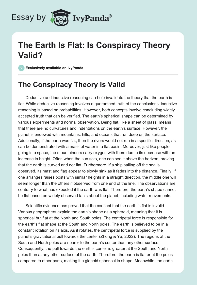 The Earth Is Flat: Is Conspiracy Theory Valid?. Page 1