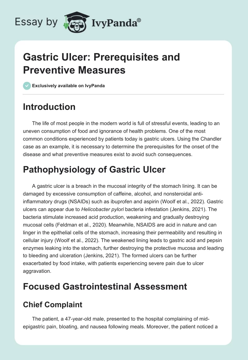 Gastric Ulcer: Prerequisites and Preventive Measures. Page 1