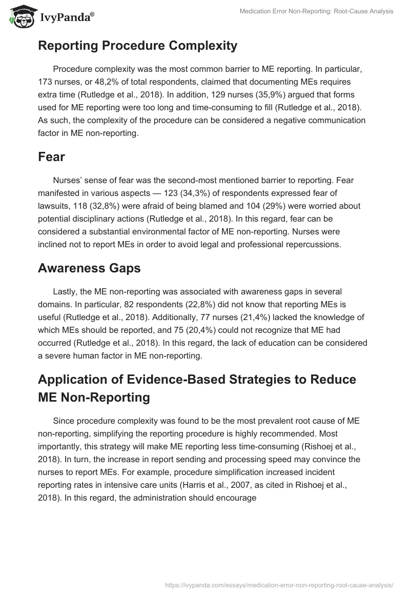 Medication Error Non-Reporting: Root-Cause Analysis. Page 2