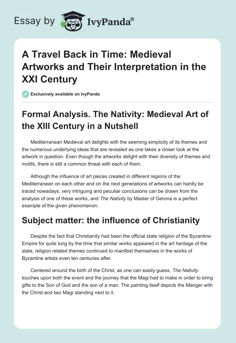 A Travel Back in Time: Medieval Artworks and Their Interpretation in the XXI Century. Page 1