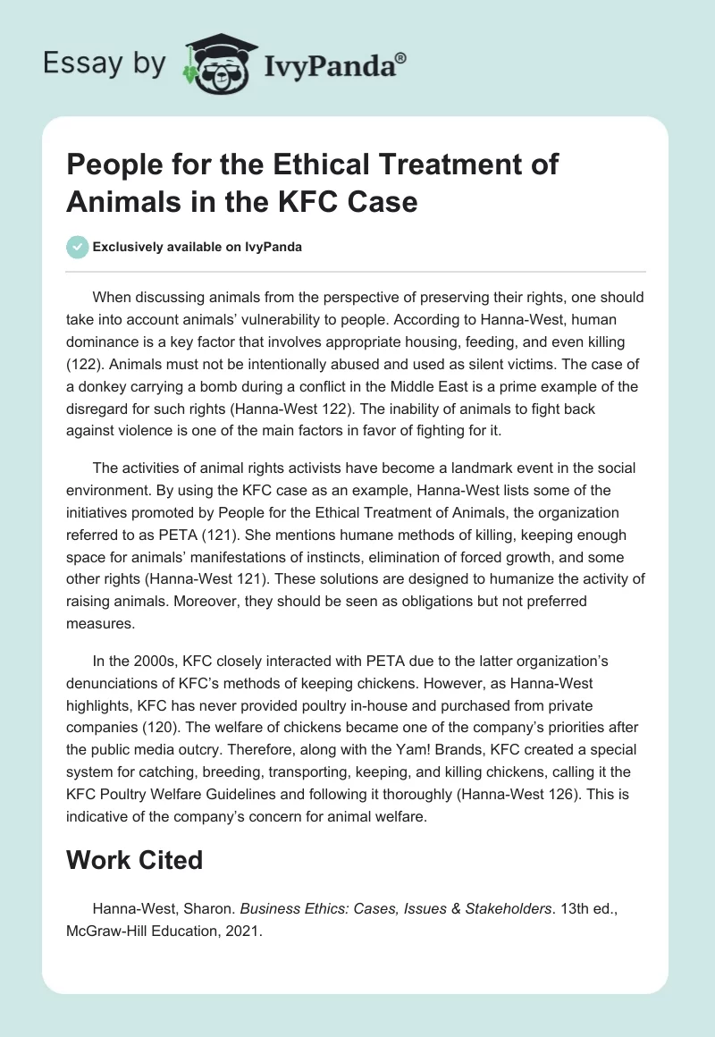 People for the Ethical Treatment of Animals in the KFC Case. Page 1
