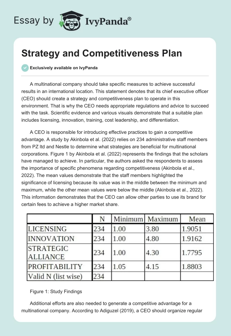 Strategy and Competitiveness Plan. Page 1