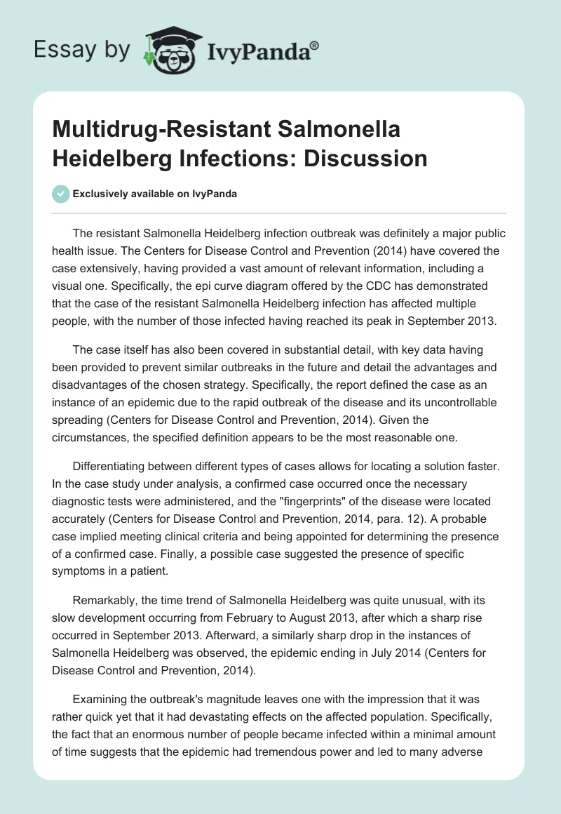 Multidrug-Resistant Salmonella Heidelberg Infections: Discussion. Page 1