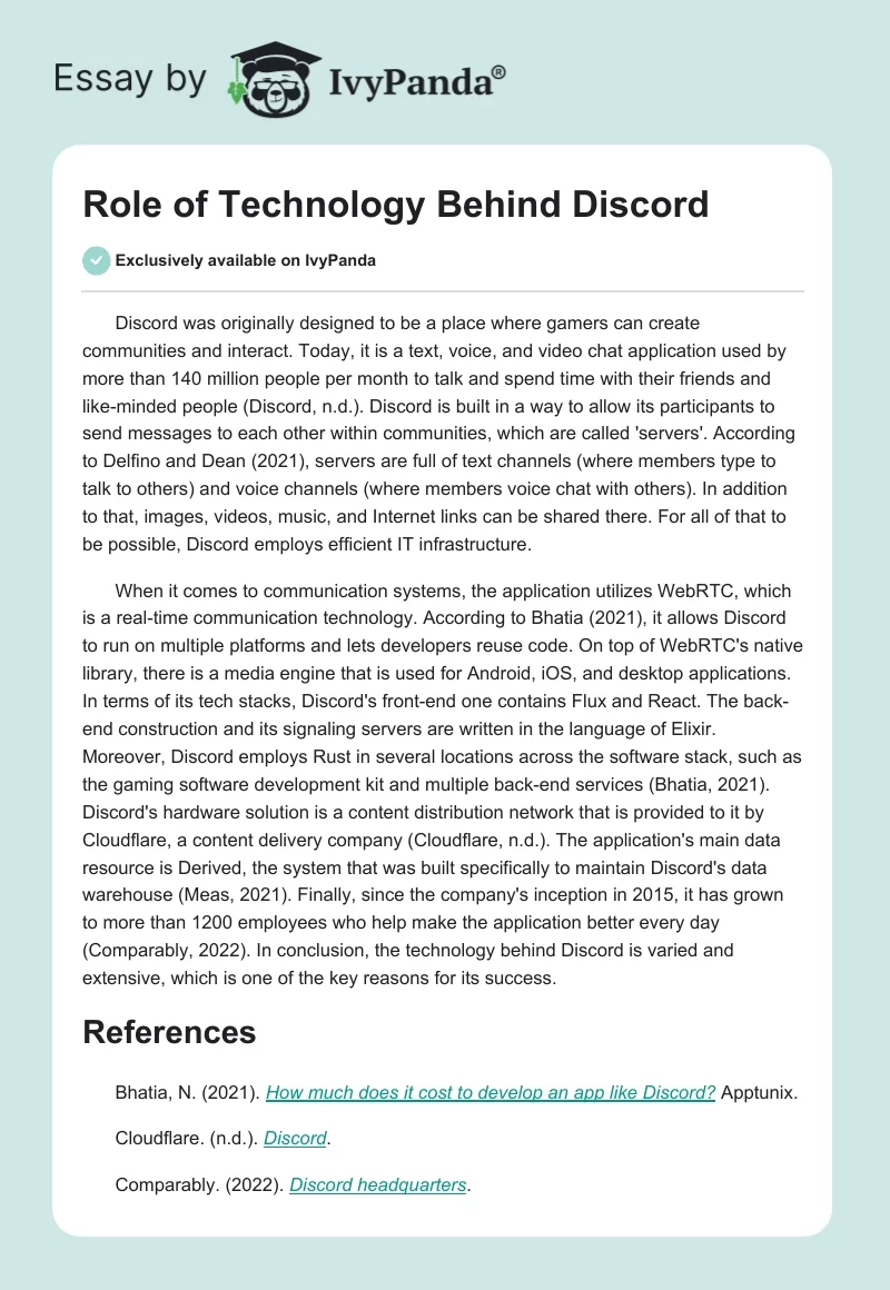 Role of Technology Behind Discord. Page 1