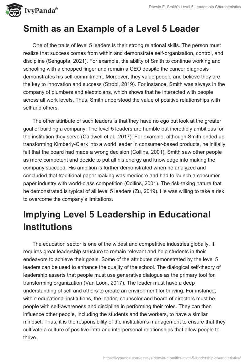 Darwin E. Smith's Level 5 Leadership Characteristics. Page 2