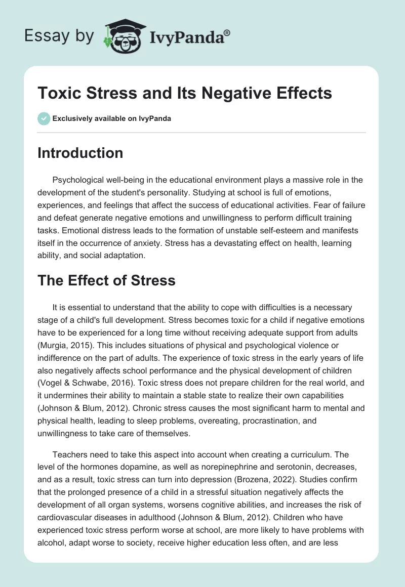 Toxic Stress and Its Negative Effects. Page 1