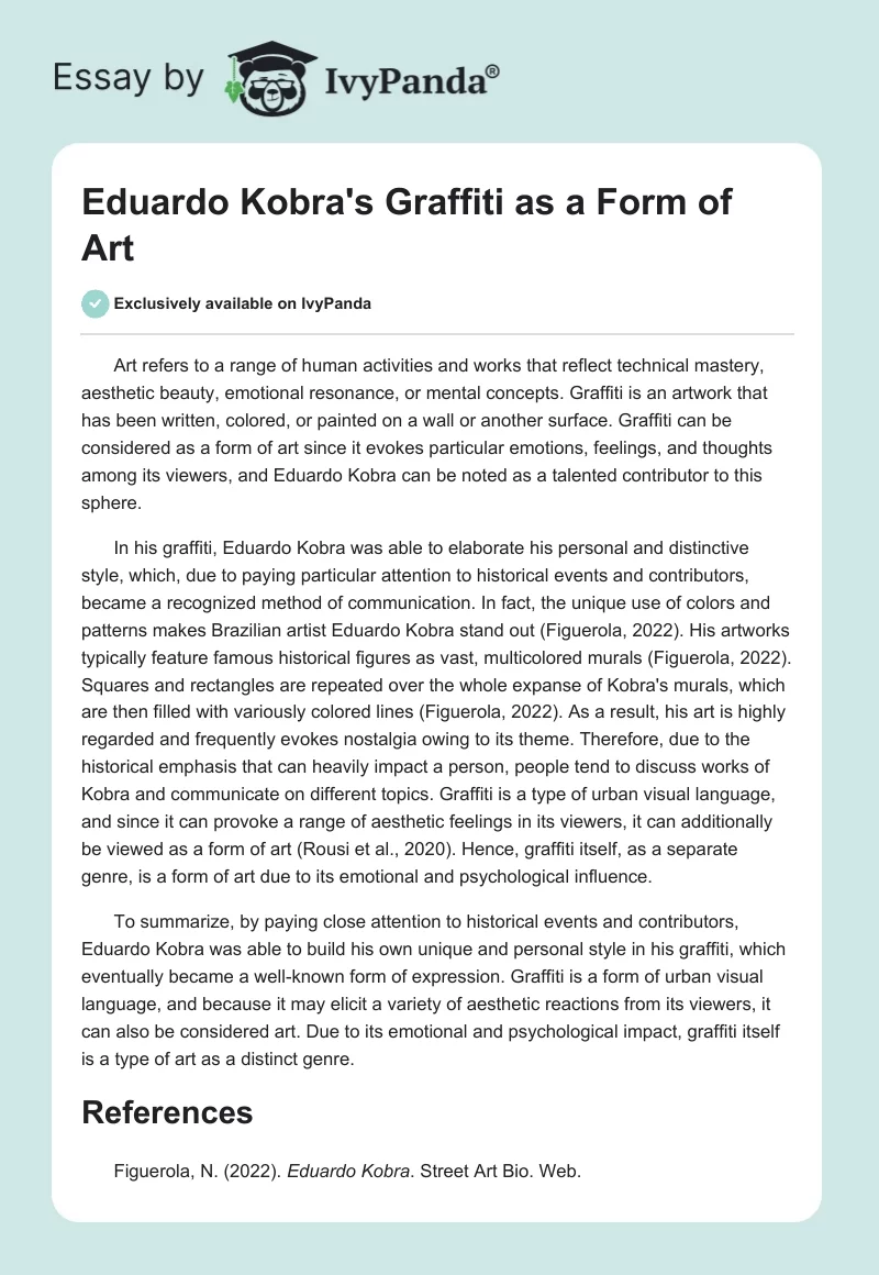 Eduardo Kobra's Graffiti as a Form of Art. Page 1