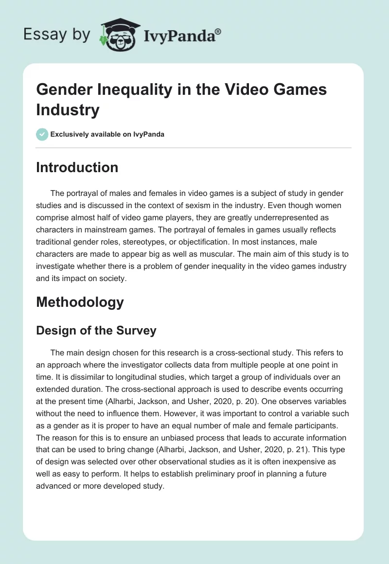 Gender Inequality in the Video Games Industry. Page 1