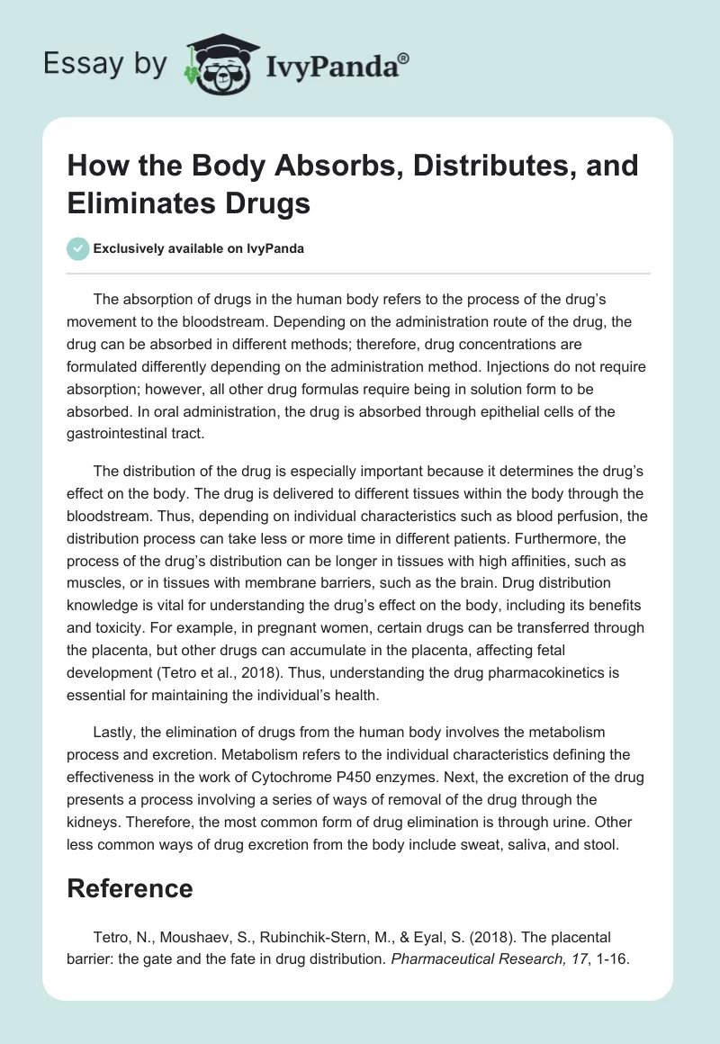 How the Body Absorbs, Distributes, and Eliminates Drugs. Page 1