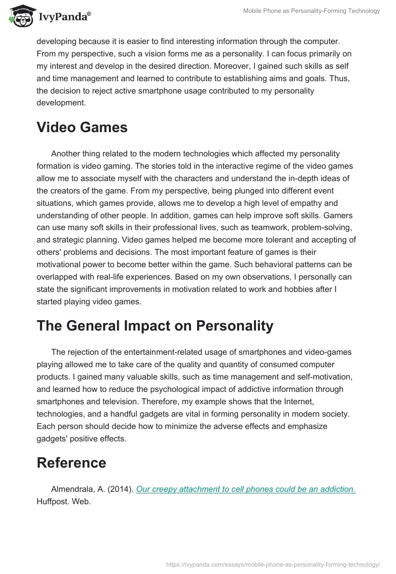 Mobile Phone as Personality-Forming Technology. Page 2