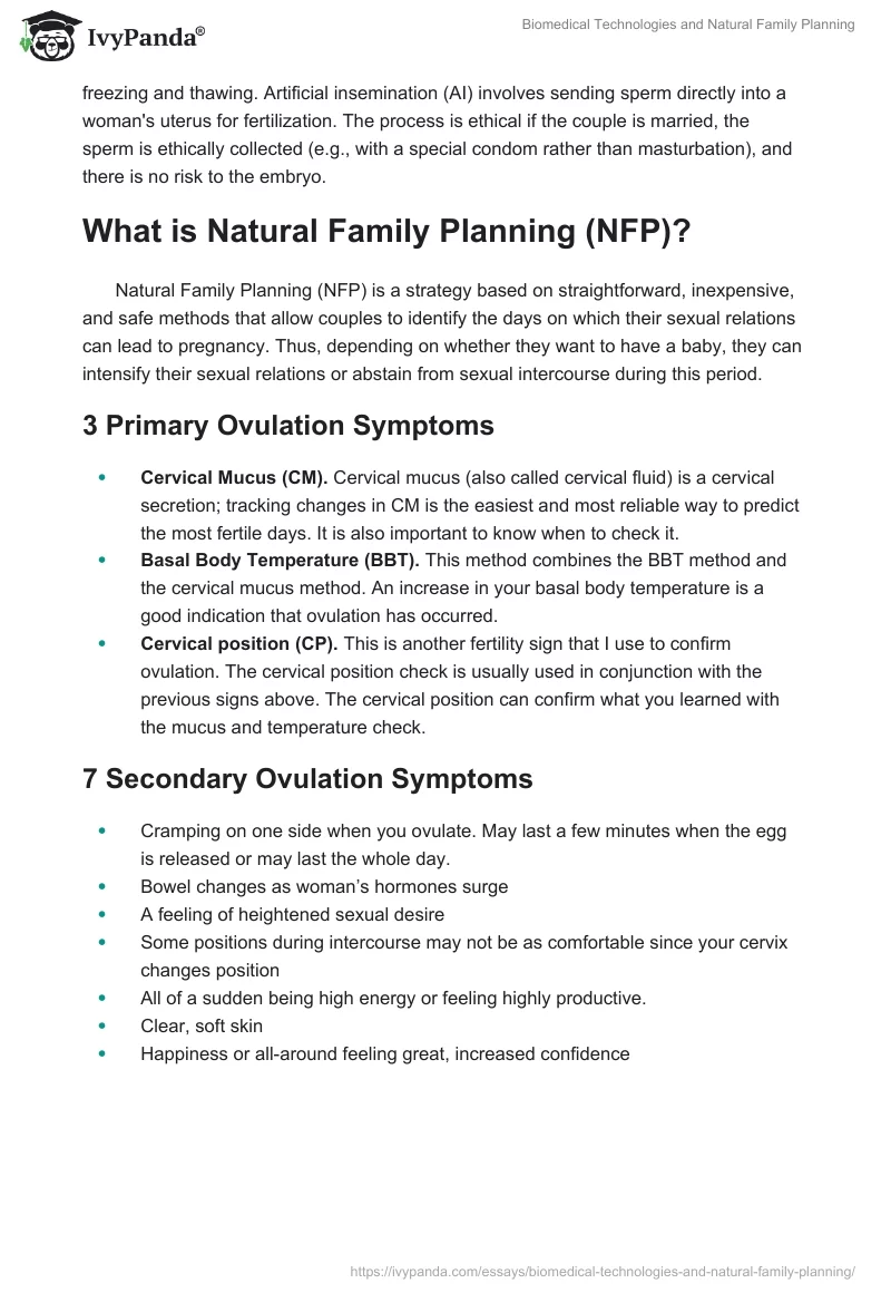 Biomedical Technologies and Natural Family Planning. Page 2