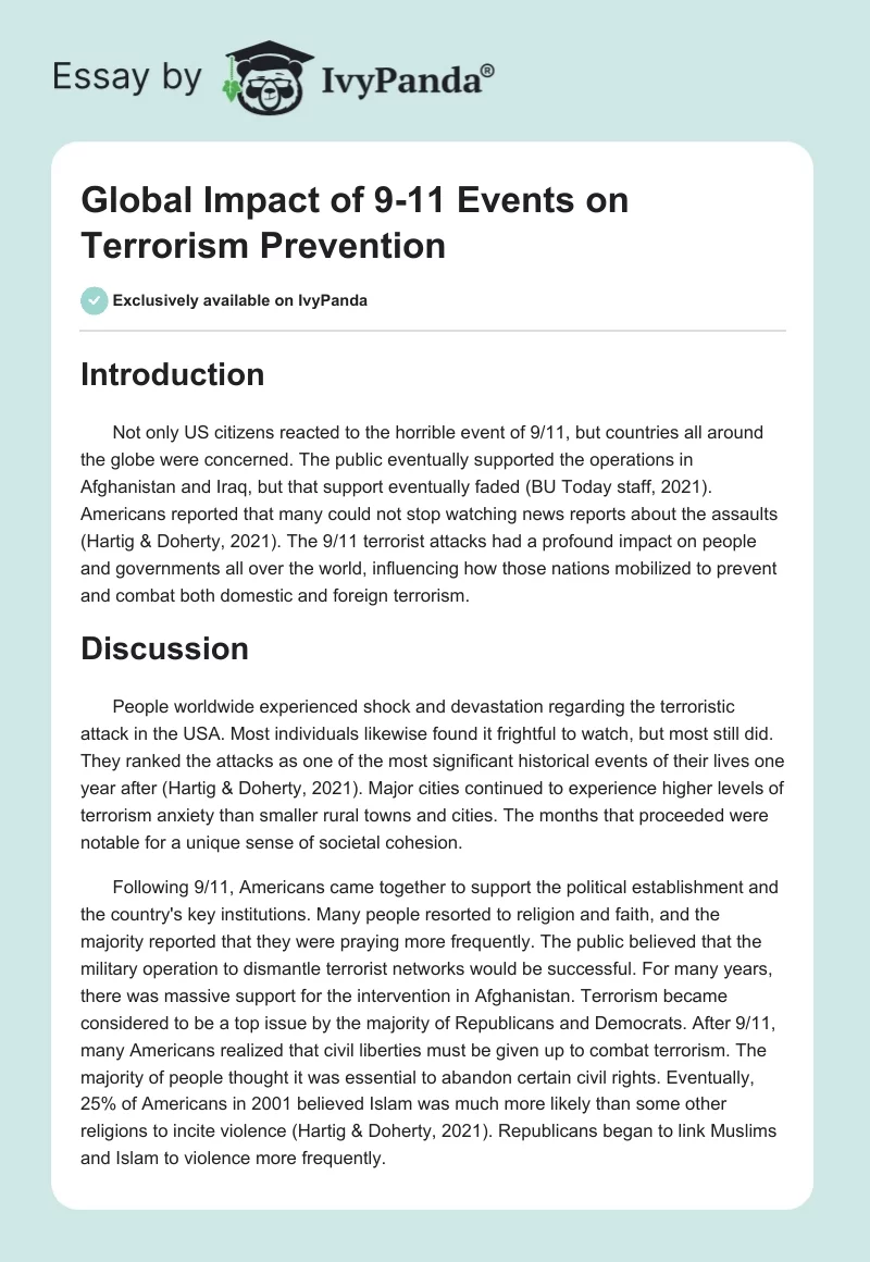 Global Impact of 9-11 Events on Terrorism Prevention. Page 1