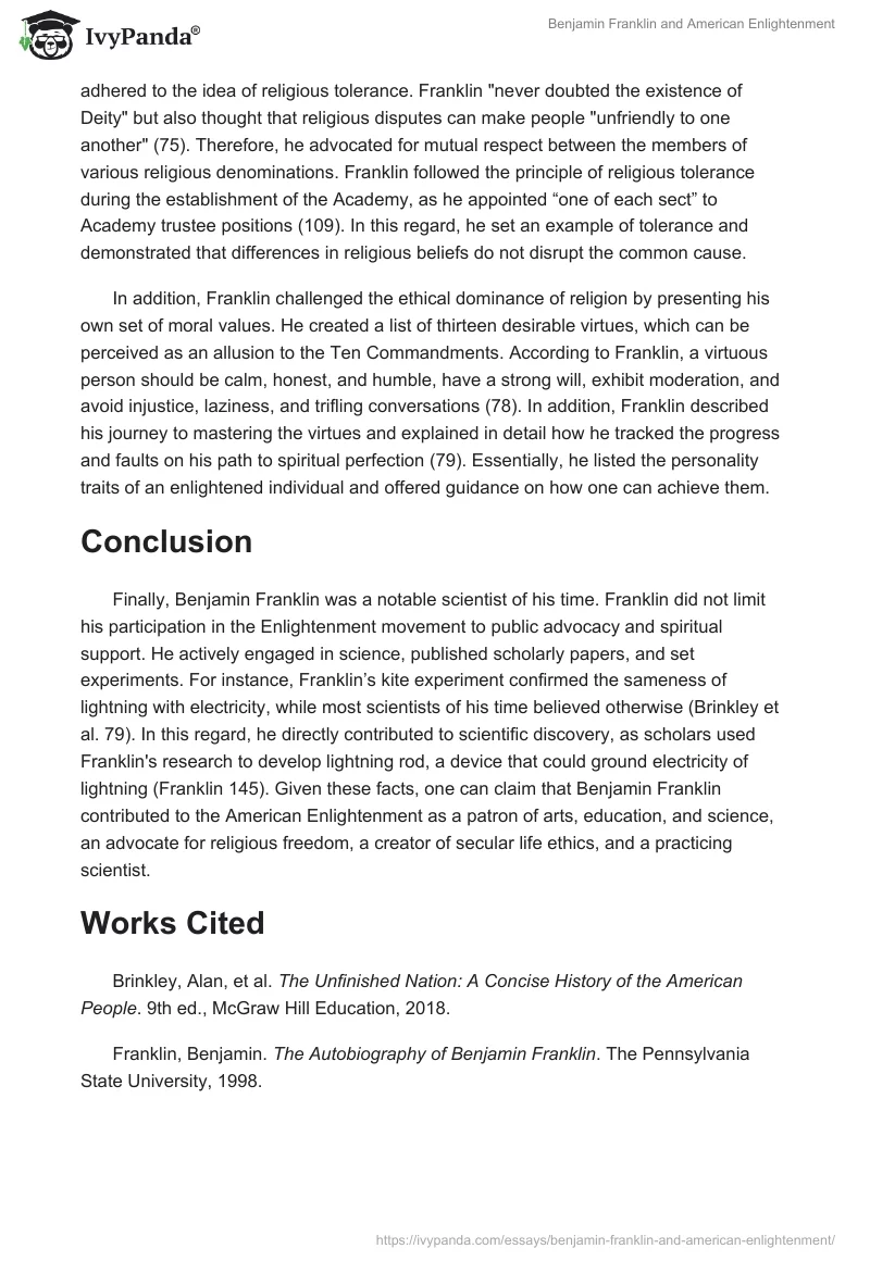 Benjamin Franklin and American Enlightenment. Page 2