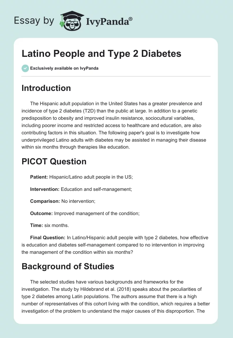 Latino People and Type 2 Diabetes. Page 1