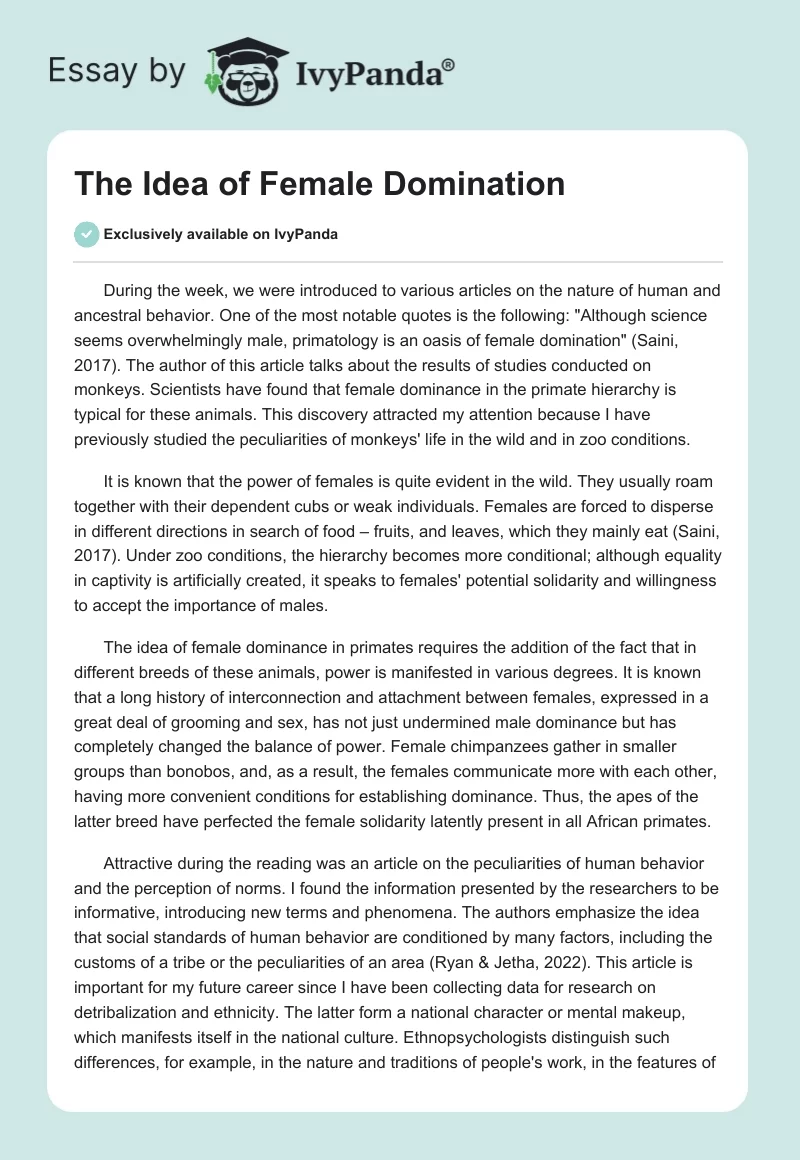 The Idea of Female Domination. Page 1