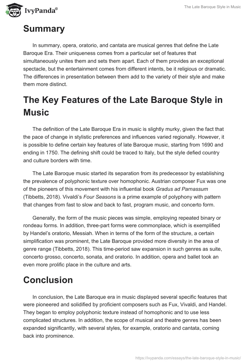 The Late Baroque Style in Music. Page 2