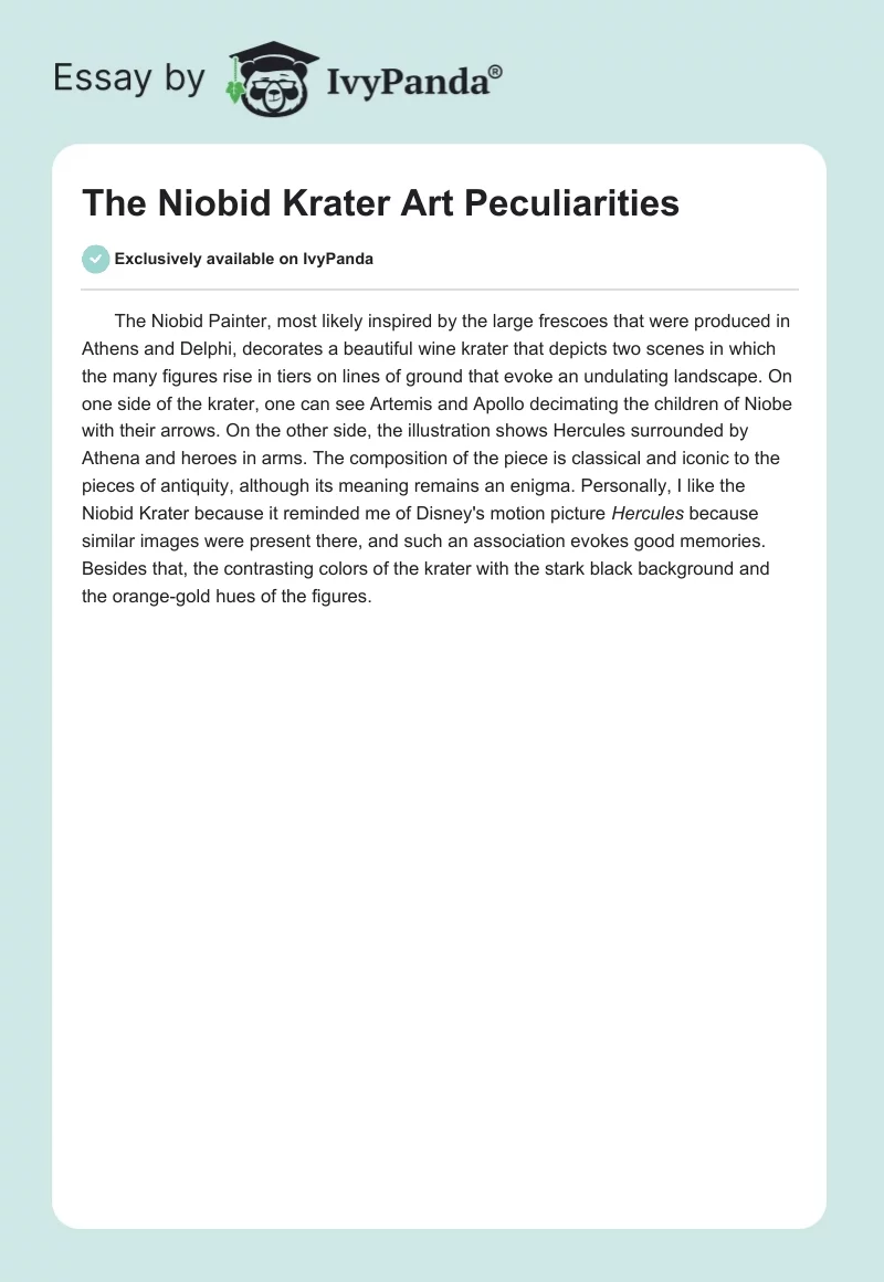 The Niobid Krater Art Peculiarities. Page 1