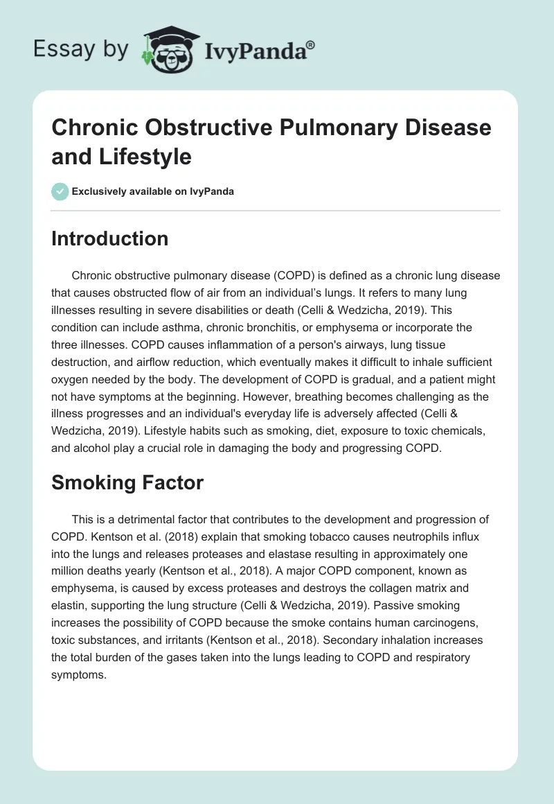 Chronic Obstructive Pulmonary Disease and Lifestyle. Page 1