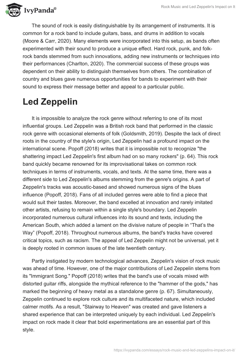 Rock Music and Led Zeppelin's Impact on It. Page 2