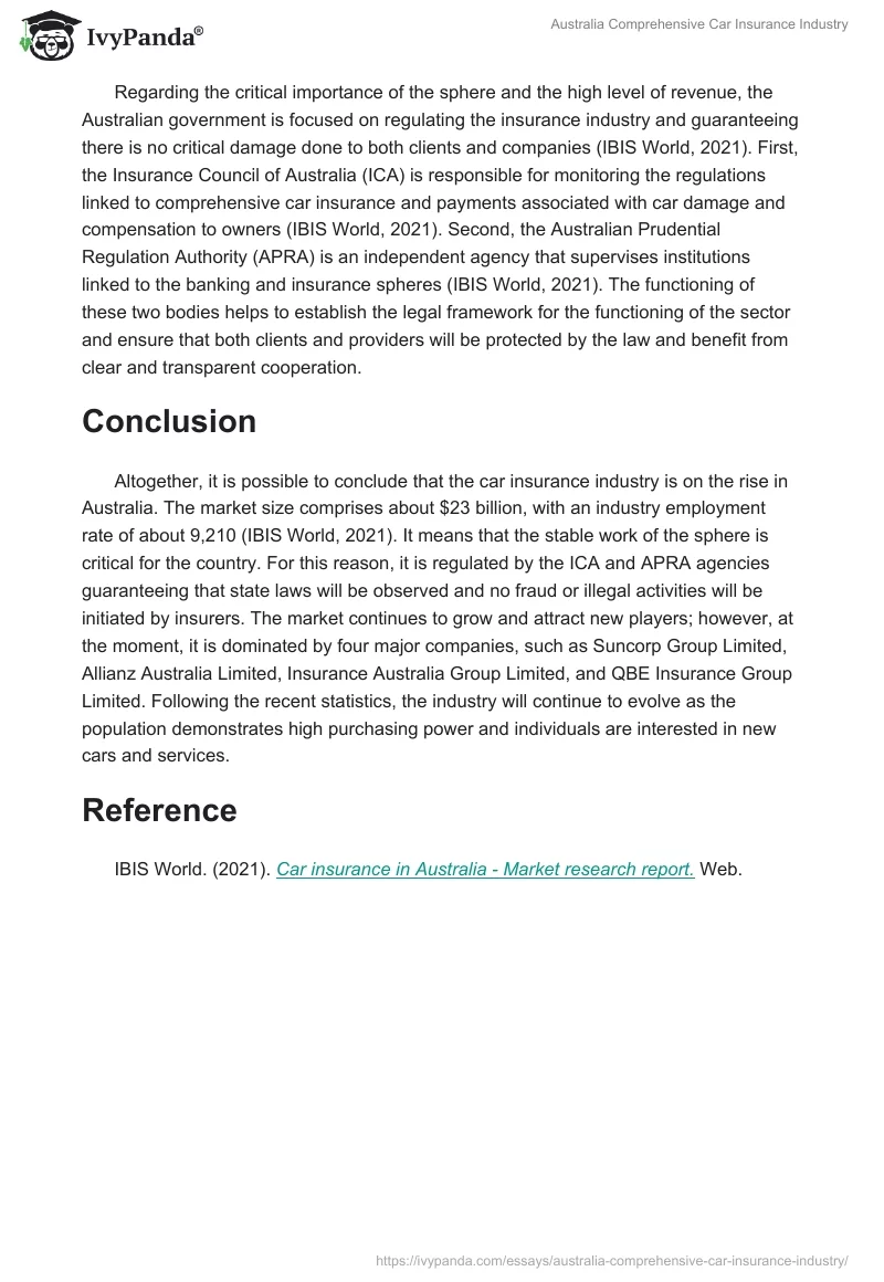 Australia Comprehensive Car Insurance Industry. Page 2