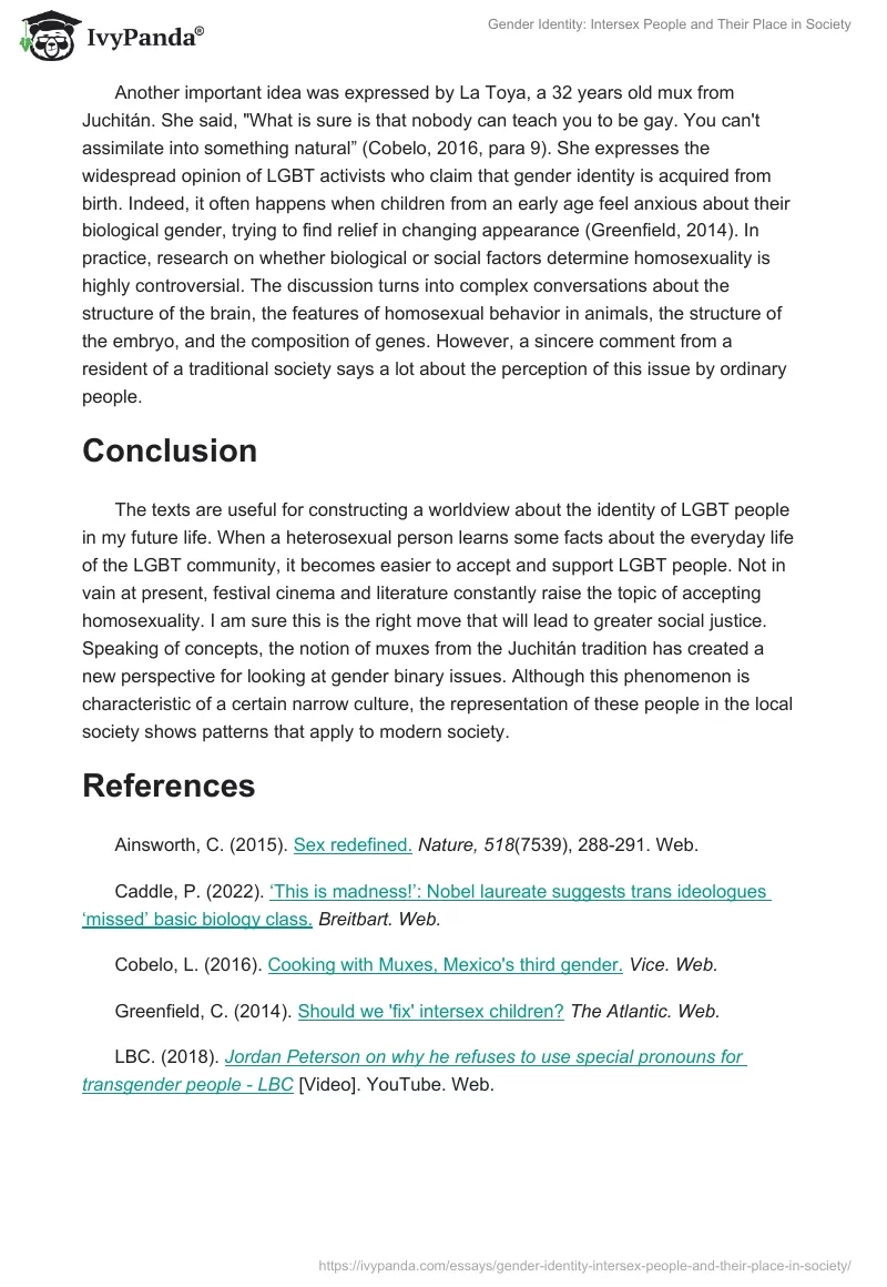 Gender Identity: Intersex People and Their Place in Society. Page 2