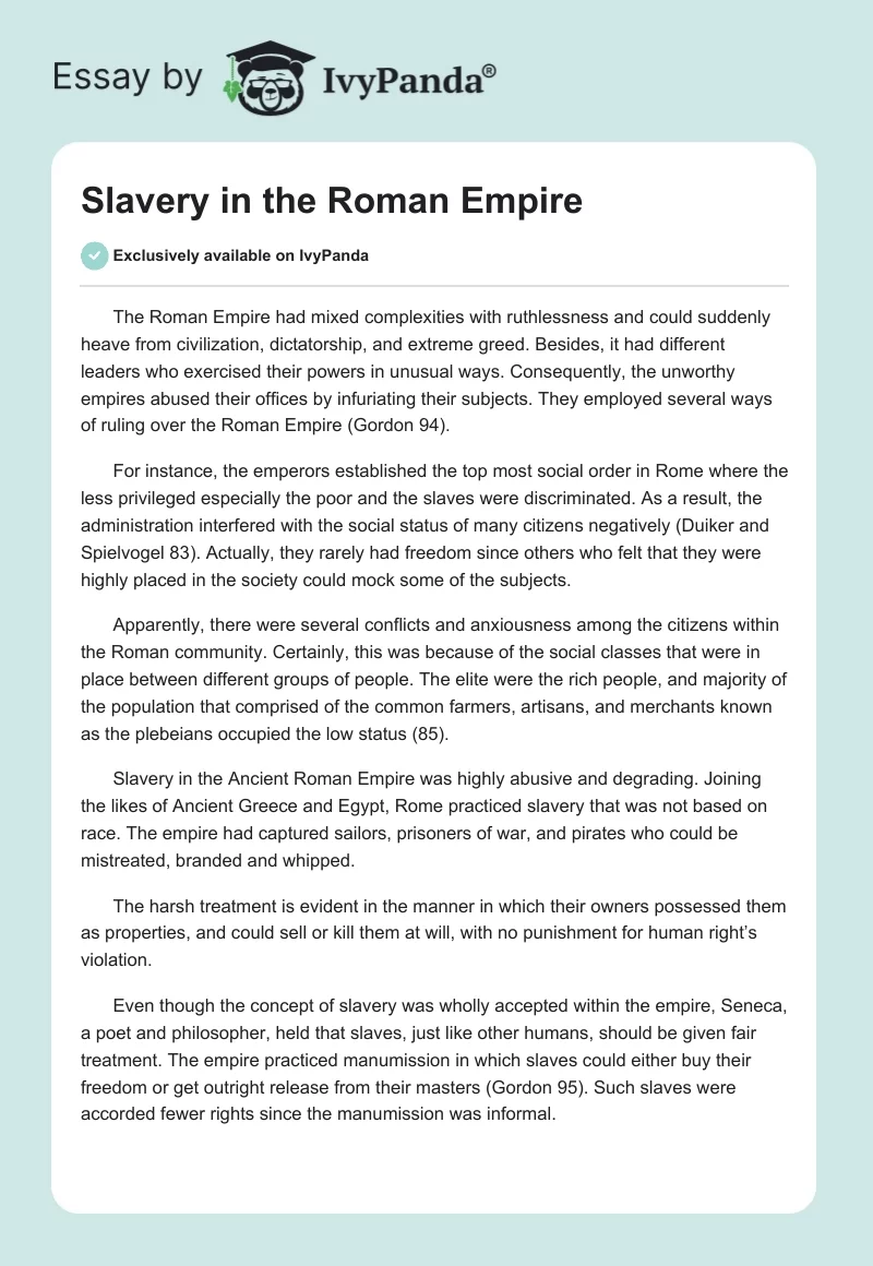 Slavery in the Roman Empire. Page 1