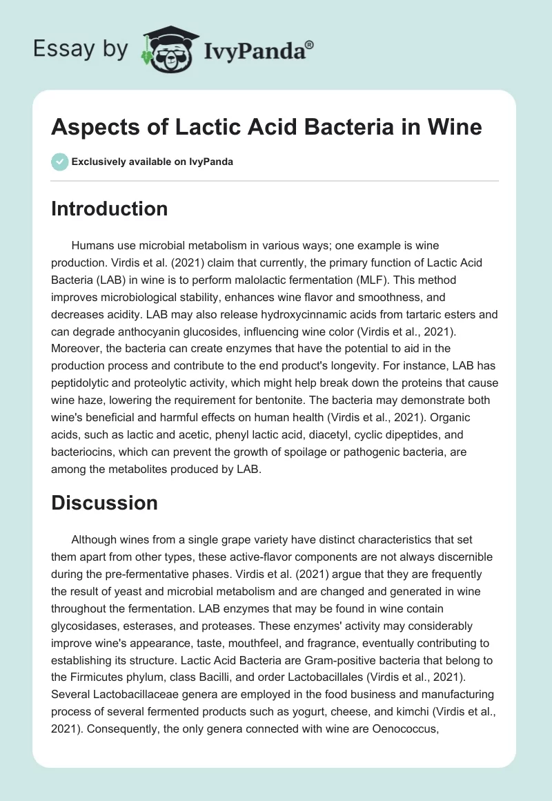 Aspects of Lactic Acid Bacteria in Wine. Page 1