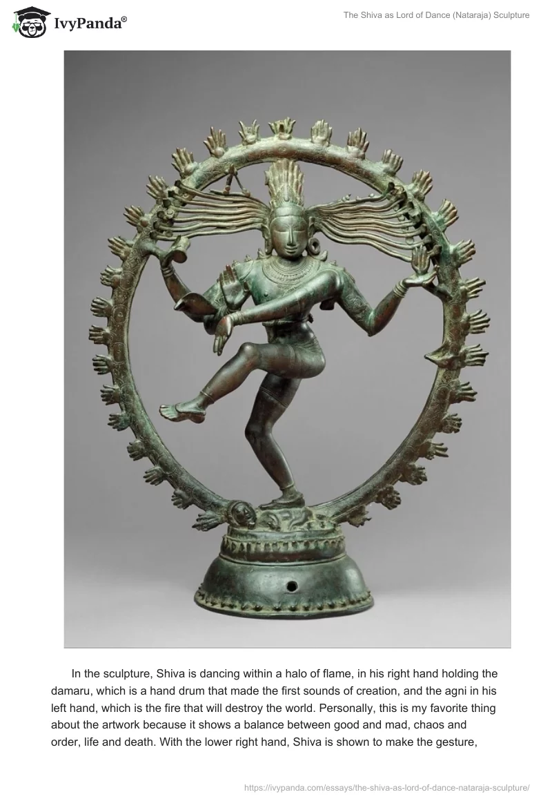 The Shiva as Lord of Dance (Nataraja) Sculpture. Page 2