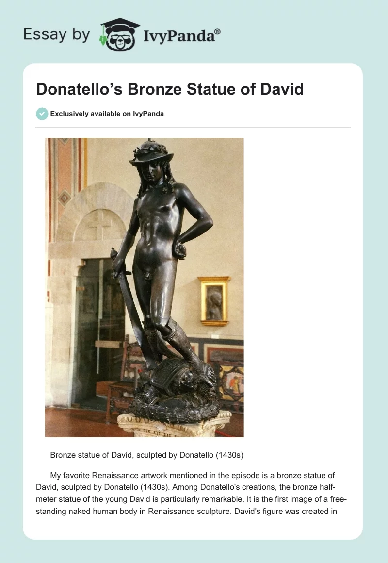 Donatello’s Bronze Statue of David. Page 1