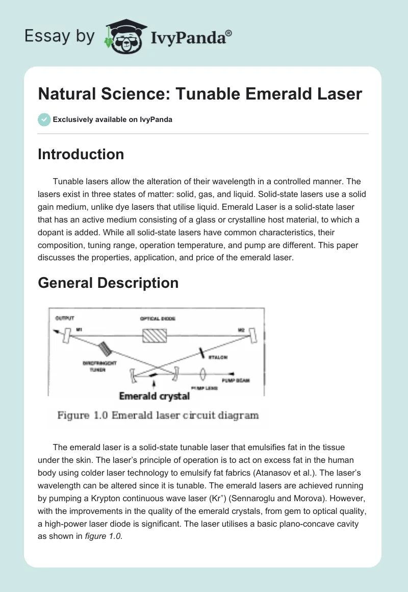 Natural Science: Tunable Emerald Laser. Page 1