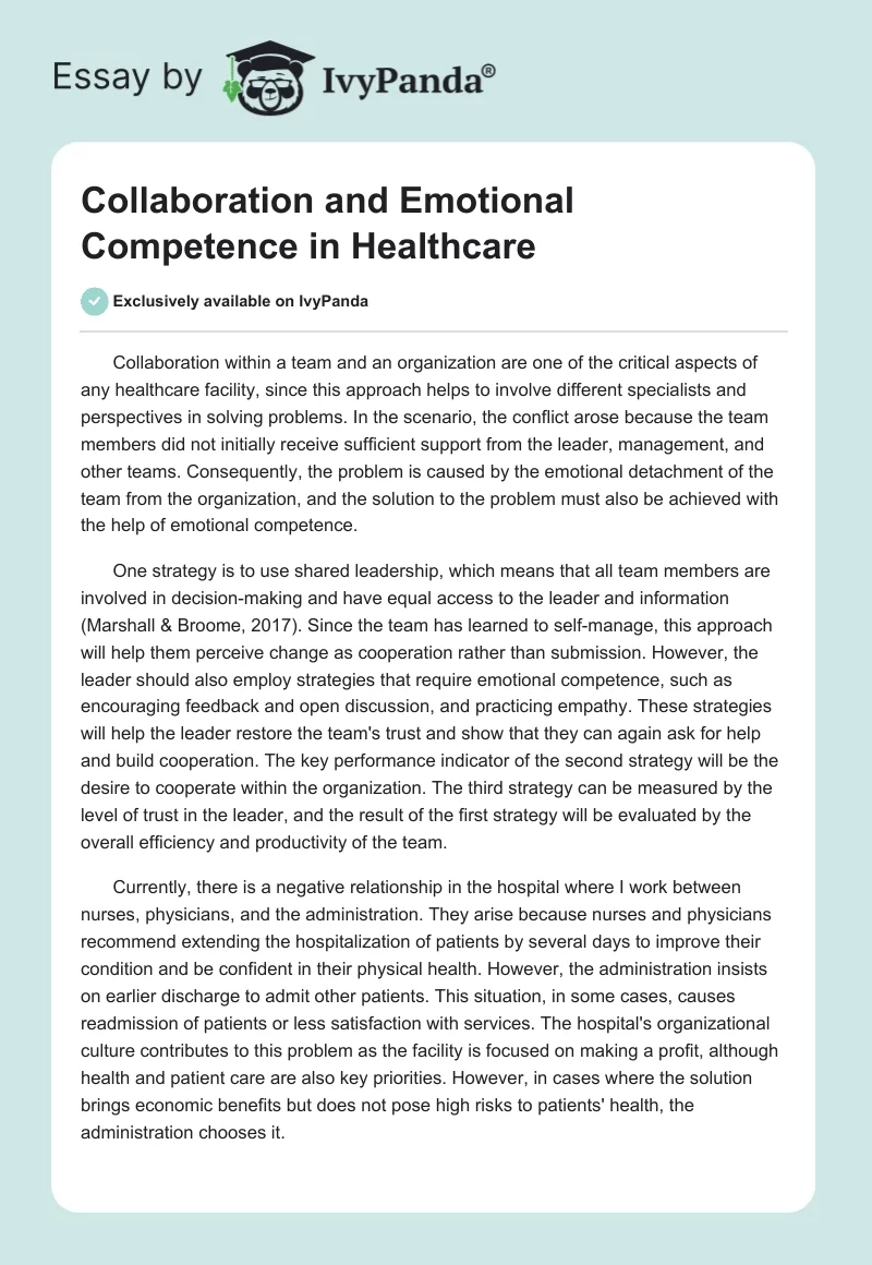 Collaboration and Emotional Competence in Healthcare. Page 1