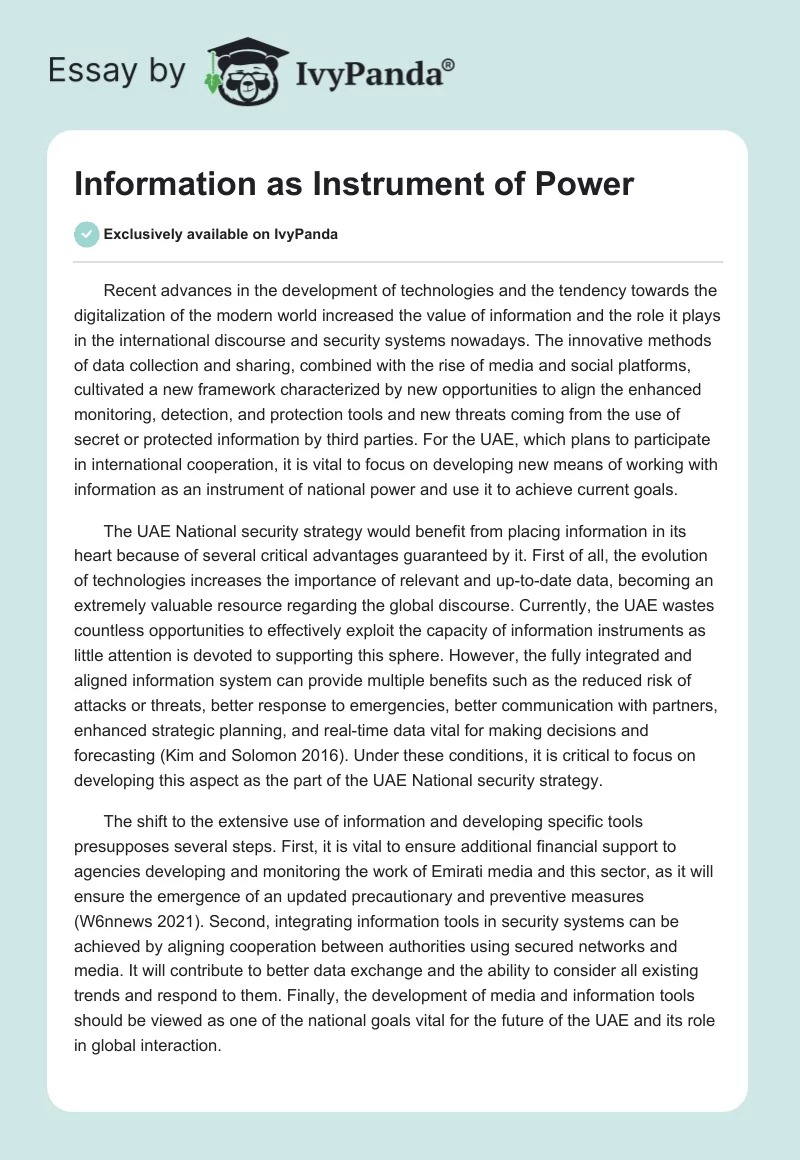 Information as Instrument of Power. Page 1