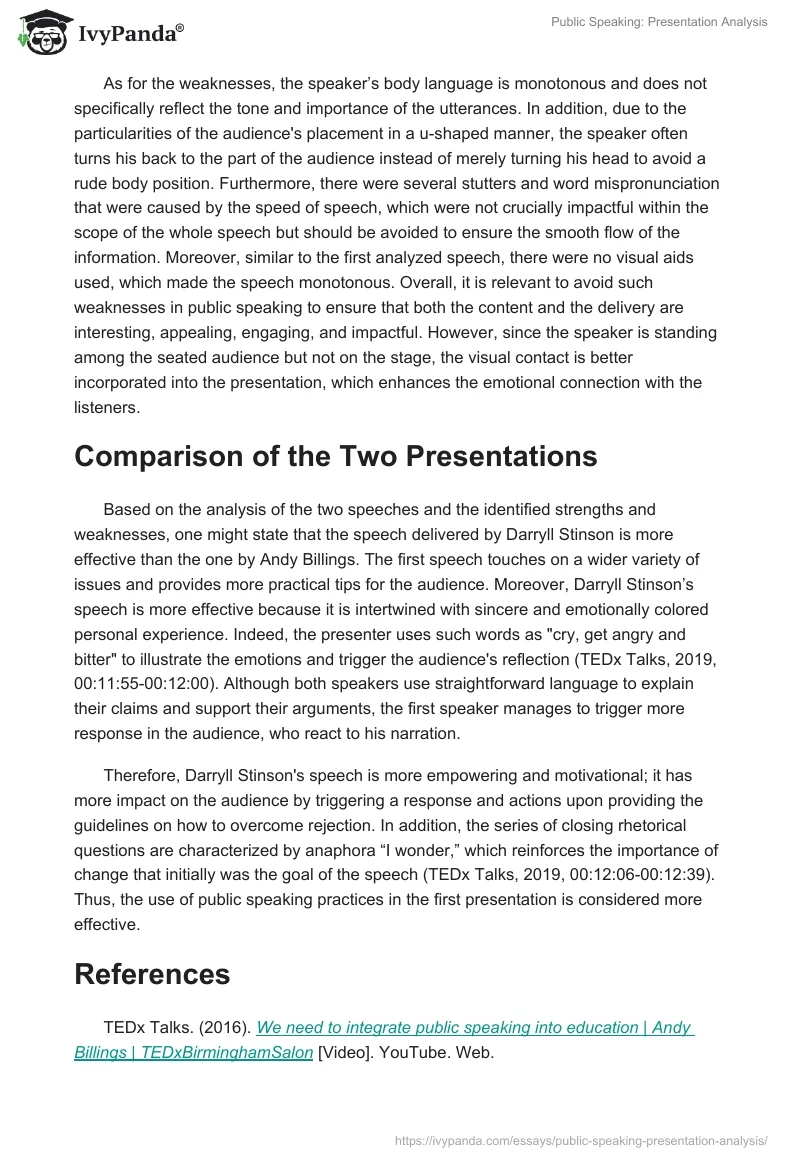 Public Speaking: Presentation Analysis. Page 3
