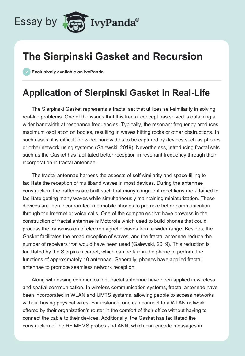 The Sierpinski Gasket and Recursion. Page 1