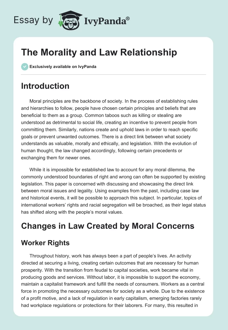 The Morality and Law Relationship. Page 1