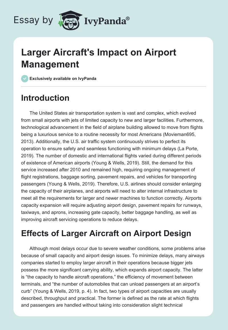 Larger Aircraft's Impact on Airport Management. Page 1
