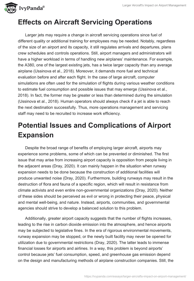 Larger Aircraft's Impact on Airport Management. Page 4